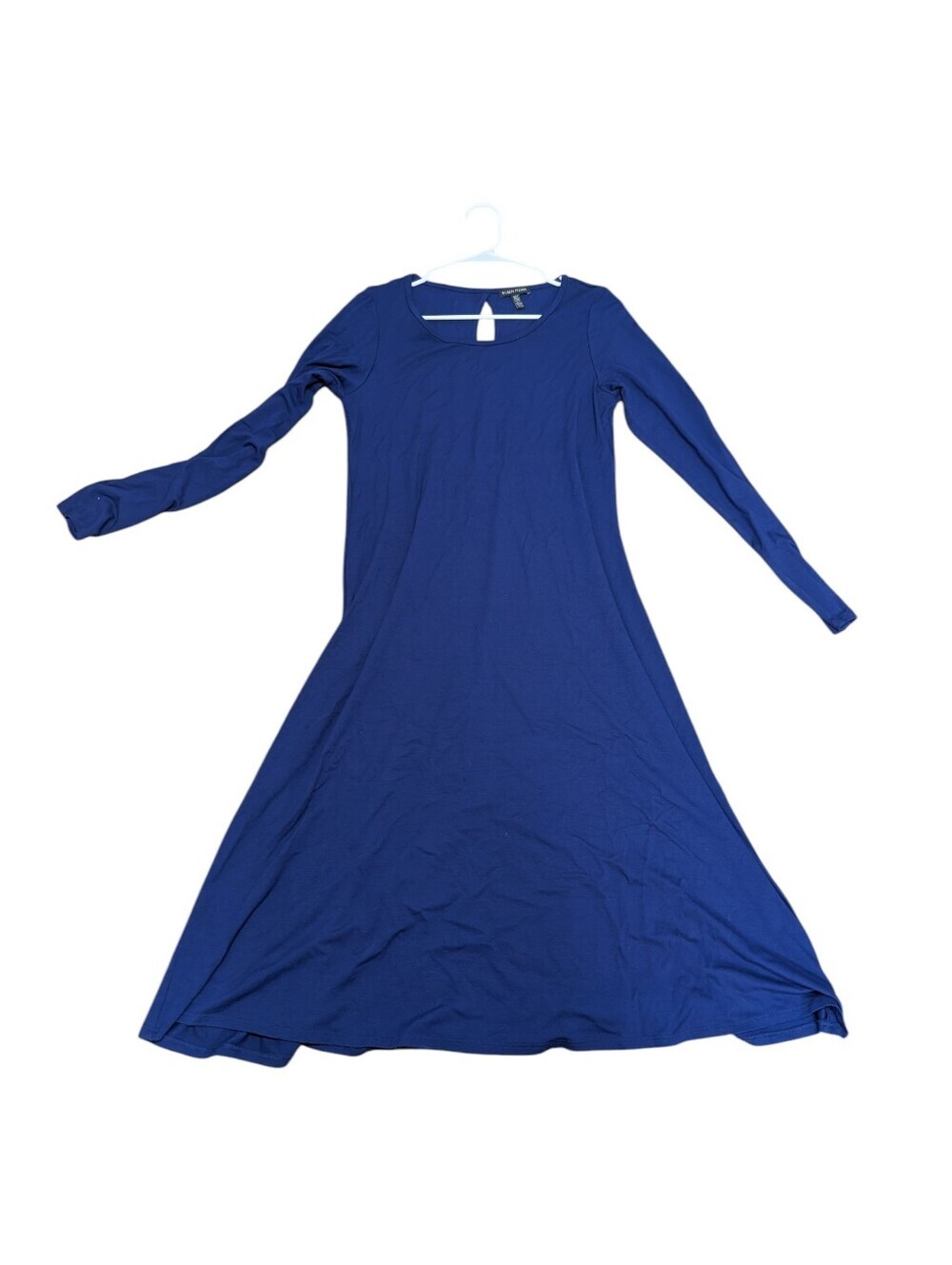EILEEN FISHER Women's Royal Blue Long Sleeve A-Line Dress Viscose (XS)